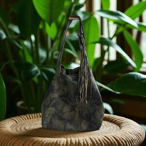 VIVA BAGS OF CALIFORNIA Camo Leather Shoulder Tote Bag